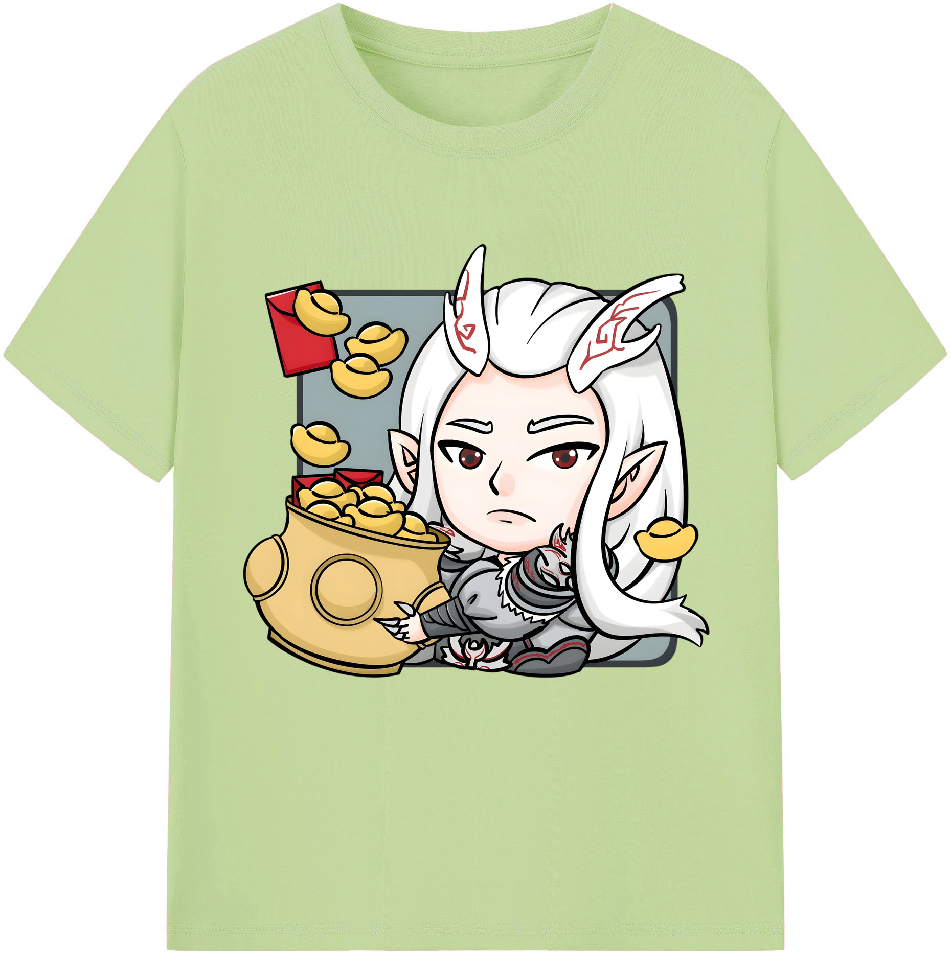 （画像用） Ne Zha 2 ナタ 魔童の大暴れ 綿100％半袖Tシャツ（フロントプリント）